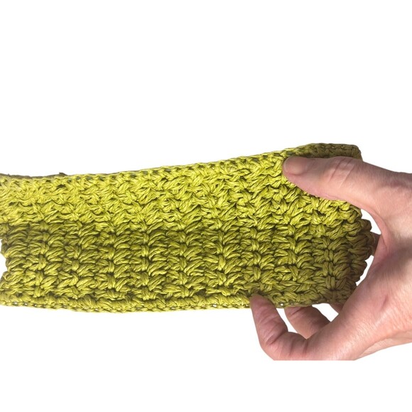 Fossil Straw Mini Satchel Bag Purse Green Double Handle Wood bv - Picture 5 of 7